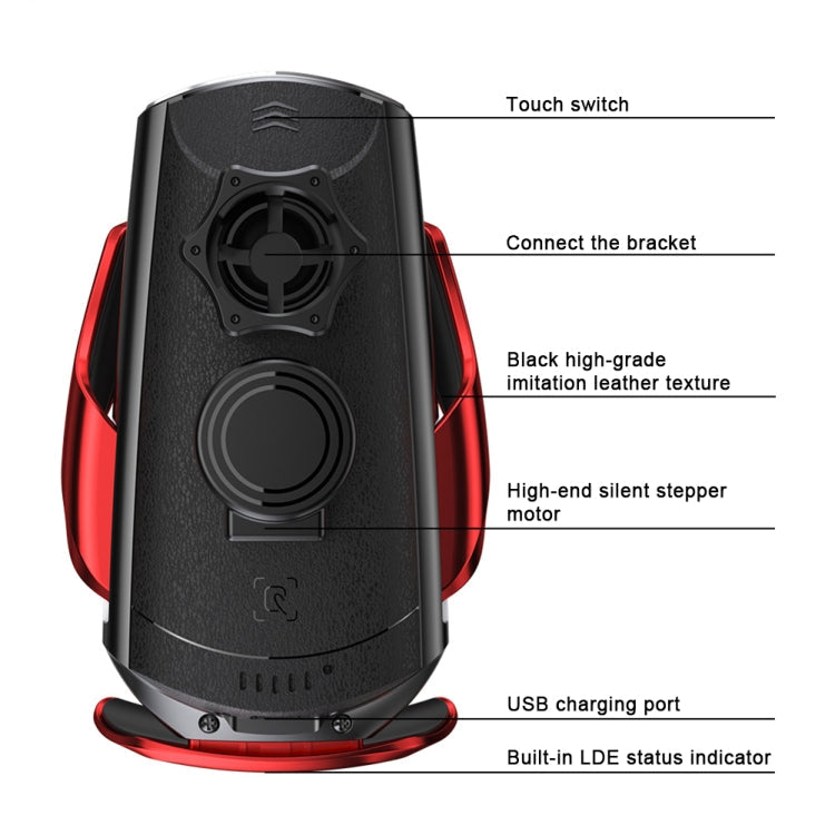 Q2 15W Universal Rotation Infrared Induction Magnetic Car Wireless Charging Mobile Phone Holder with Micro USB + 8 Pin + Type-C / USB-C Magnetic Connector, Q2 Black, Q2 Red, Q2 Silver