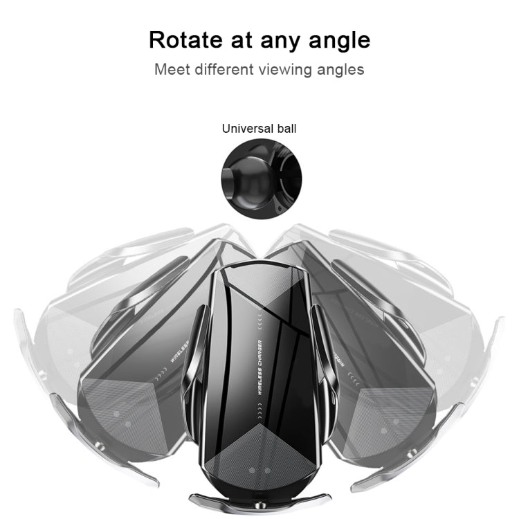 Q2 15W Universal Rotation Infrared Induction Magnetic Car Wireless Charging Mobile Phone Holder with Micro USB + 8 Pin + Type-C / USB-C Magnetic Connector, Q2 Black, Q2 Red, Q2 Silver