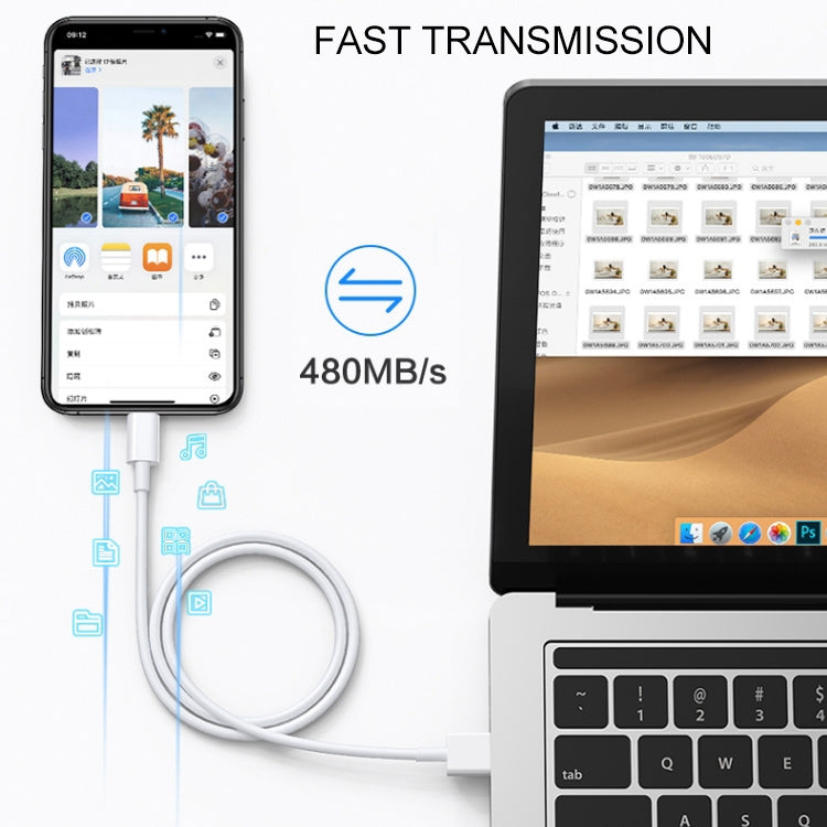 8 Pin to USB 2.0 Sync Data / Charging Cable, Cable Length: 1m
