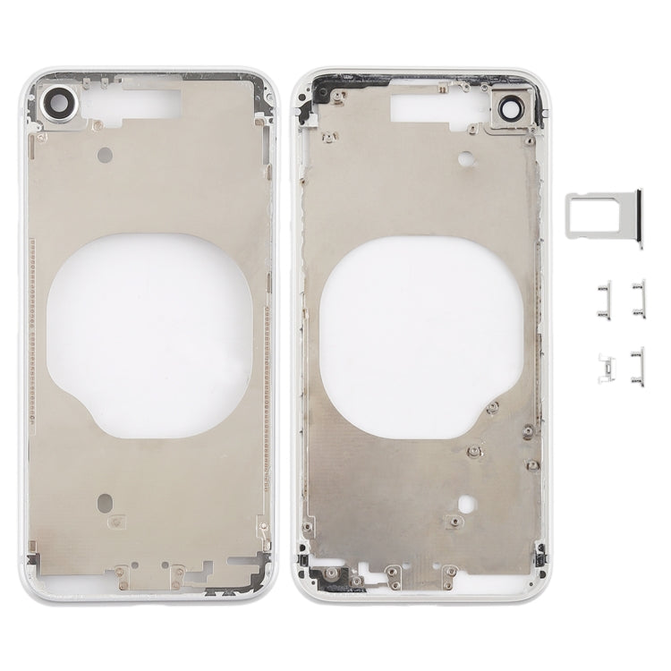 Transparent Battery Back Cover with Camera Lens Frame & SIM Card Tray & Side Keys for iPhone 8, For iPhone 8 (Transparent White), For iPhone 8 (Transparent Gold)