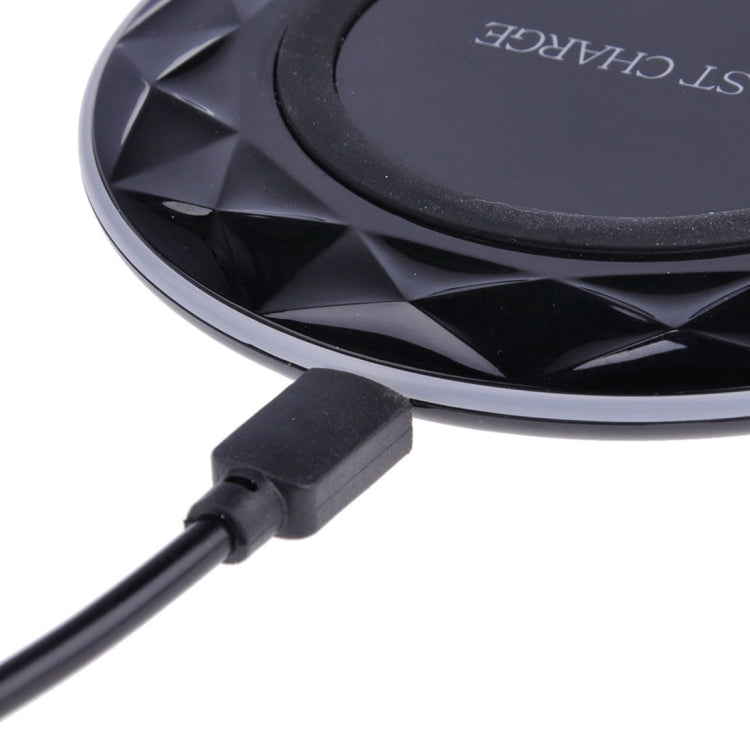 DC5V Input Diamond Qi Standard Fast Charging Wireless Charger, Cable Length: 1m, DC5V, DC5V Black