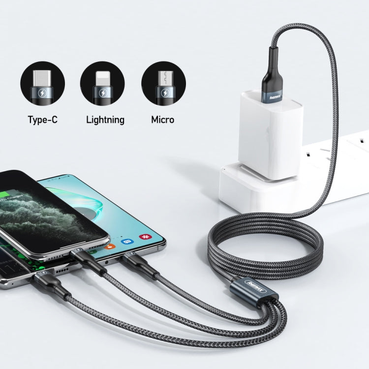 REMAX RC-070TH 1.2m 2A 3 in 1 USB to 8 Pin & USB-C / Type-C & Micro USB Charging Cable