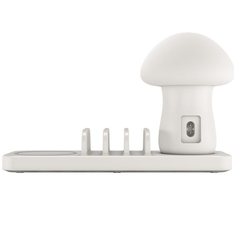 HQ-UD12 Universal 4 in 1 40W QC3.0 3 USB Ports + Wireless Charger Mobile Phone Charging Station with Mushroom Shape LED Light, Length: 1.2m, US Plug
