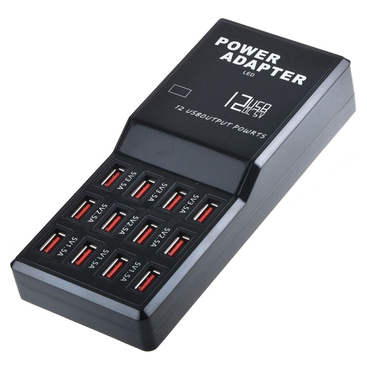 W-858 12A 12 Ports USB Fast Charging Dock Desktop Smart Charger AC100-240V, EU Plug, EU Plug