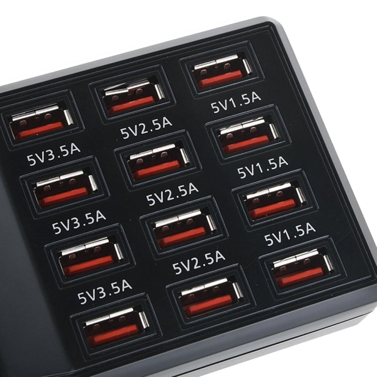 W-858 12A 12 Ports USB Fast Charging Dock Desktop Smart Charger AC100-240V, EU Plug, EU Plug