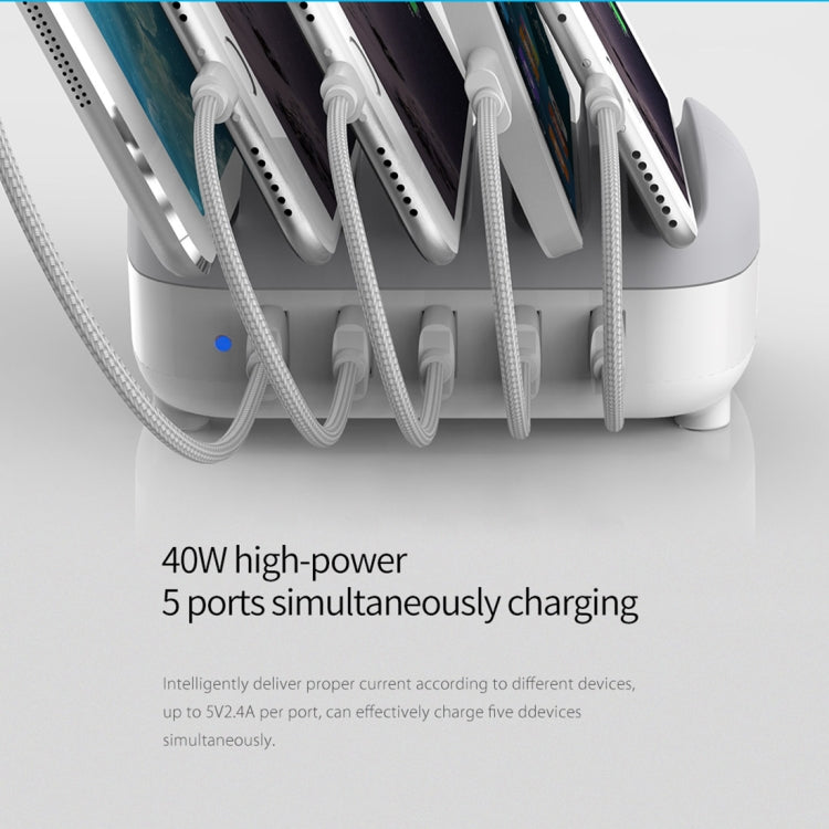 ORICO DUK-5P 40W 5 USB Ports Smart Charging Station with Phone & Tablet Stand, EU Plug