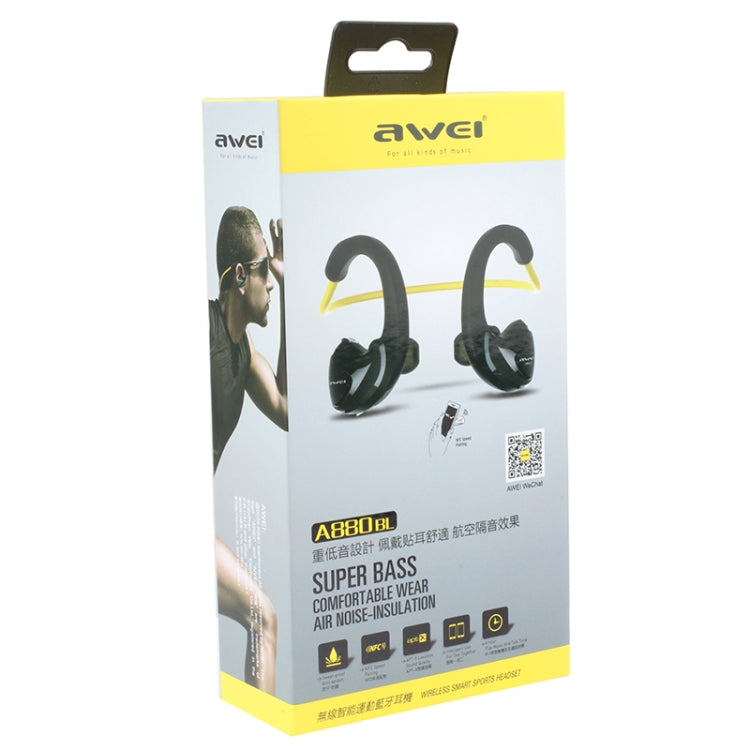 AWEI A880BL Waterproof Sports Bluetooth CSR4.1 Earphone Wireless Stereo Headset With NFC Function, A880BL