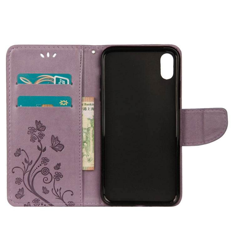 For iPhone XR Embossed Butterfly Pattern Horizontal Flip Leather Case with Card Slot & Holder & Wallet & Lanyard, For XR