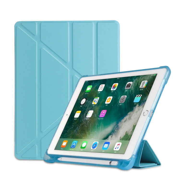 Multi-folding Shockproof TPU Protective Case for iPad 9.7 (2018) / 9.7 (2017) / air / air2, with Holder & Pen Slot, iPad 9.7 (2018) / 9.7 (2017) / air / air2
