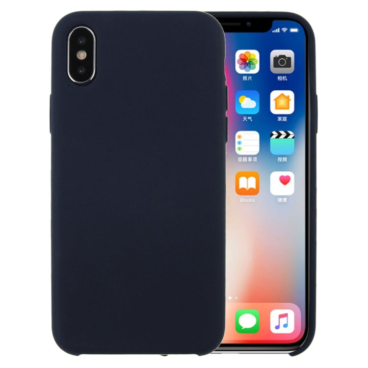 For iPhone X / XS Pure Color Liquid Silicone + PC Dropproof Protective Back Cover Case, For X, X
