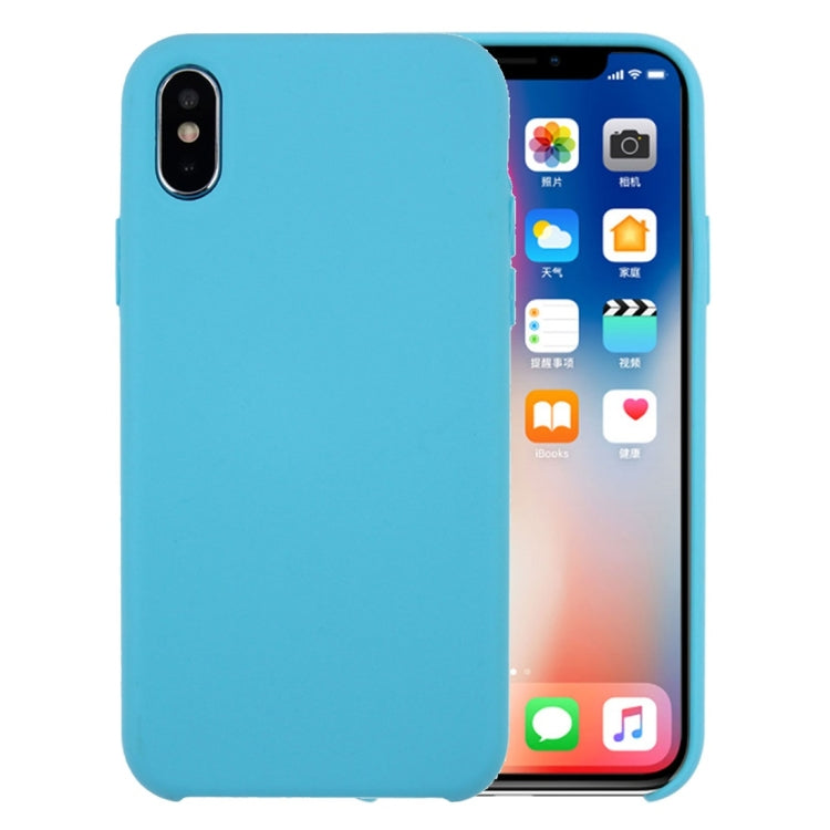 For iPhone X / XS Pure Color Liquid Silicone + PC Dropproof Protective Back Cover Case, For X, X