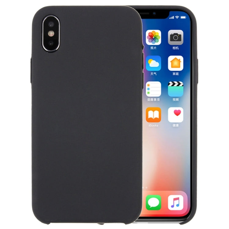 For iPhone X / XS Pure Color Liquid Silicone + PC Dropproof Protective Back Cover Case, For X, X