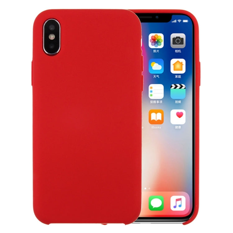 For iPhone X / XS Pure Color Liquid Silicone + PC Dropproof Protective Back Cover Case, For X, X