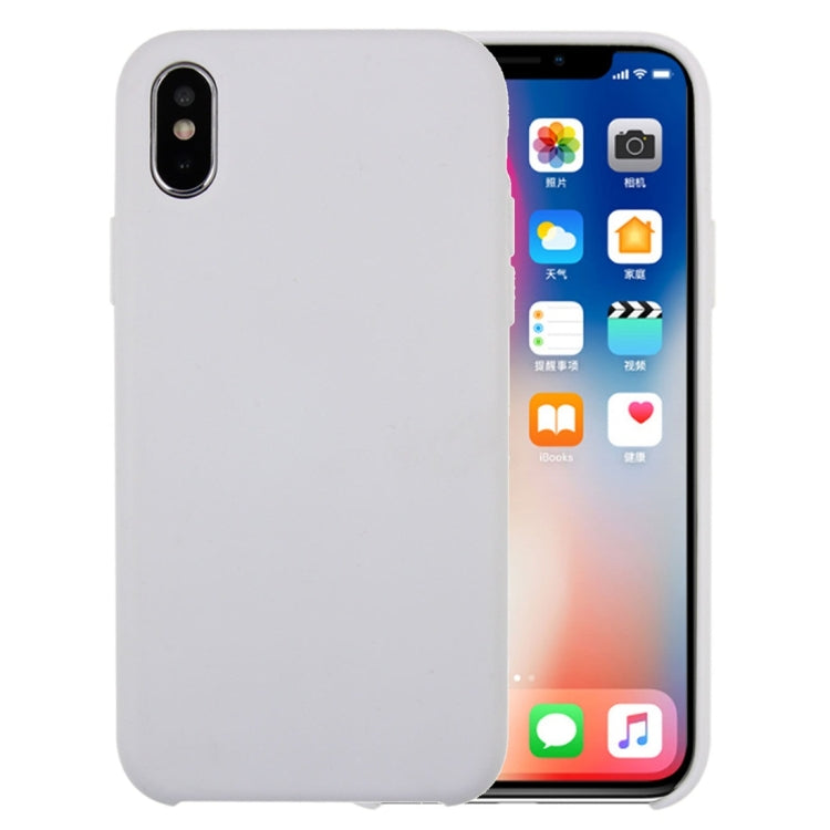 For iPhone X / XS Pure Color Liquid Silicone + PC Dropproof Protective Back Cover Case, For X, X