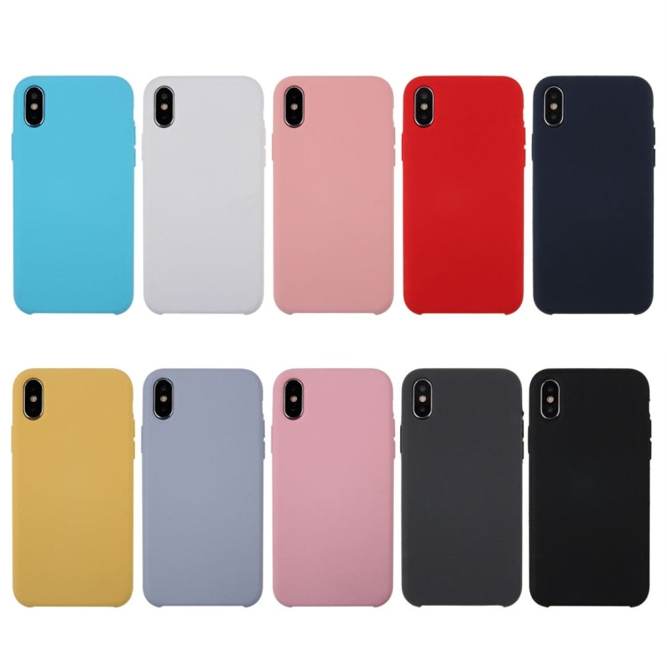 For iPhone X / XS Pure Color Liquid Silicone + PC Dropproof Protective Back Cover Case, For X, X