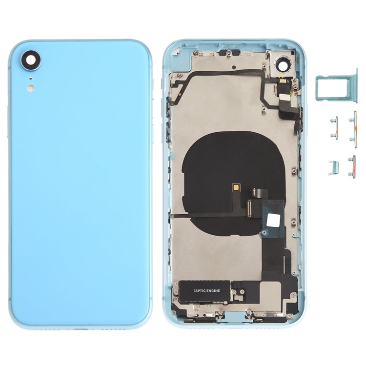 Battery Back Cover Assembly (with Side Keys & Speaker Ringer Buzzer & Motor & Camera Lens & Card Tray & Power Button + Volume Button + Charging Port + Signal Flex Cable & Wireless Charging Module) for iPhone XR, For iPhone XR (Full Assembly)           ...