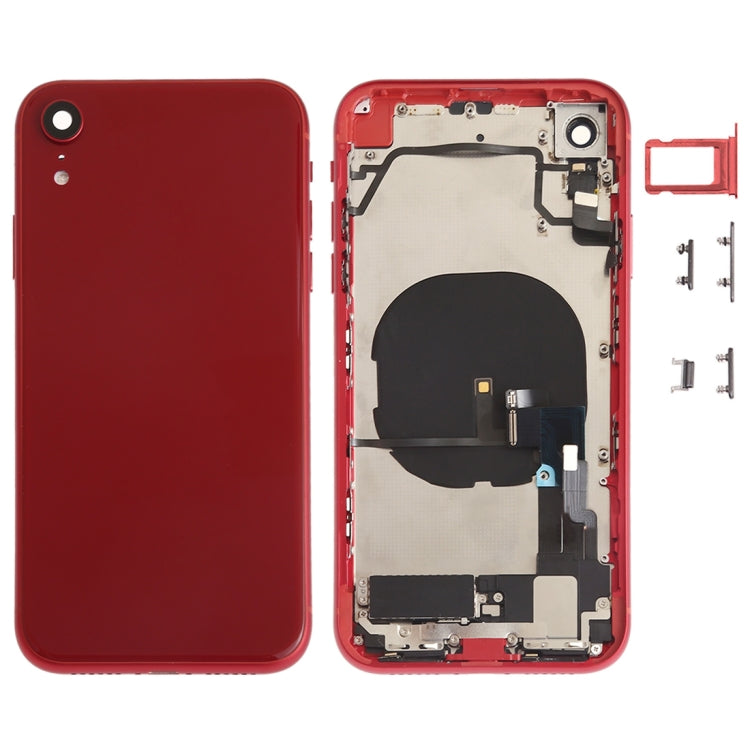 Battery Back Cover Assembly (with Side Keys & Speaker Ringer Buzzer & Motor & Camera Lens & Card Tray & Power Button + Volume Button + Charging Port + Signal Flex Cable & Wireless Charging Module) for iPhone XR, For iPhone XR (Full Assembly)           ...