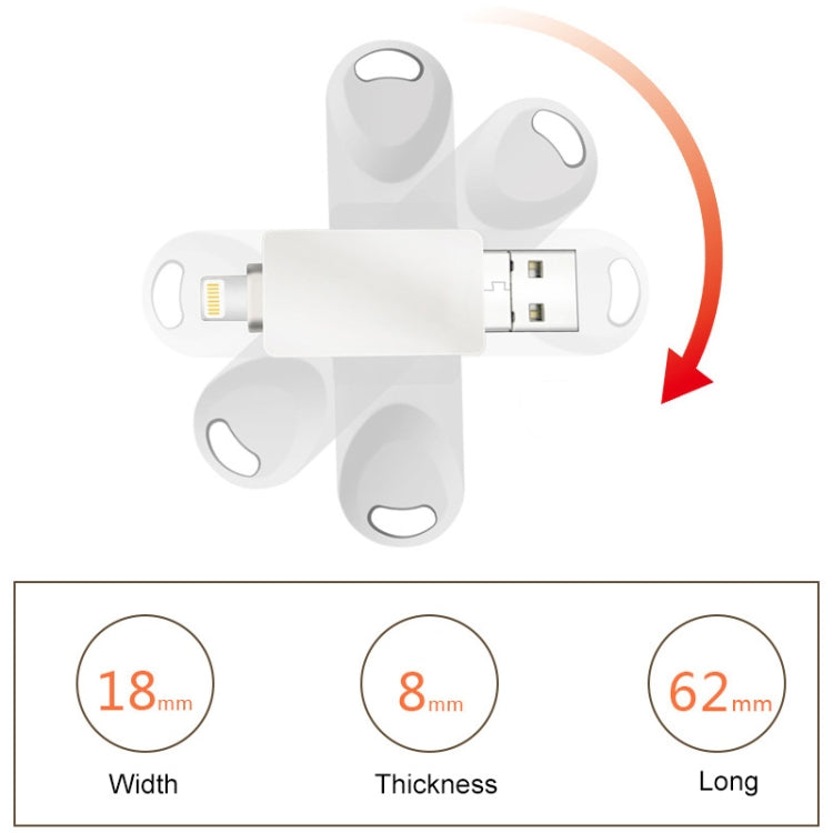 S29 3 in 1 128GB Micro USB + USB + 8 Pin Interface Metal Twister Flash Disk, 128GB