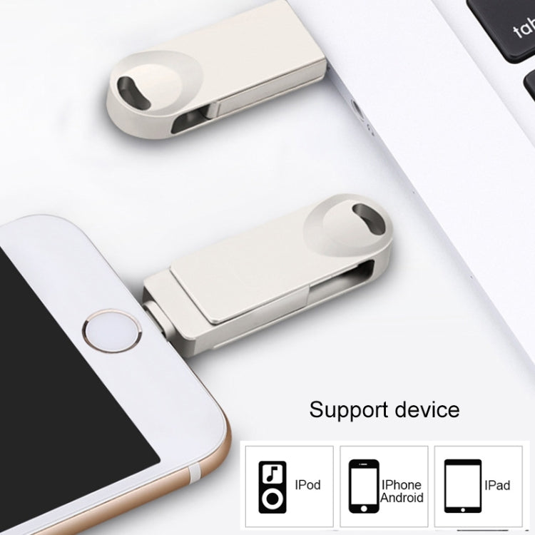 S29 3 in 1 128GB Micro USB + USB + 8 Pin Interface Metal Twister Flash Disk, 128GB