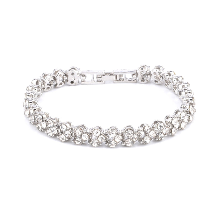Glamorous Female Crystal Bracelet with Artificial Diamond Inlaid for Wedding, Engagement, Mother`s Day And Birthday Gift, Diameter: 5.25 cm, Perimeter:16.5 cm, Silver