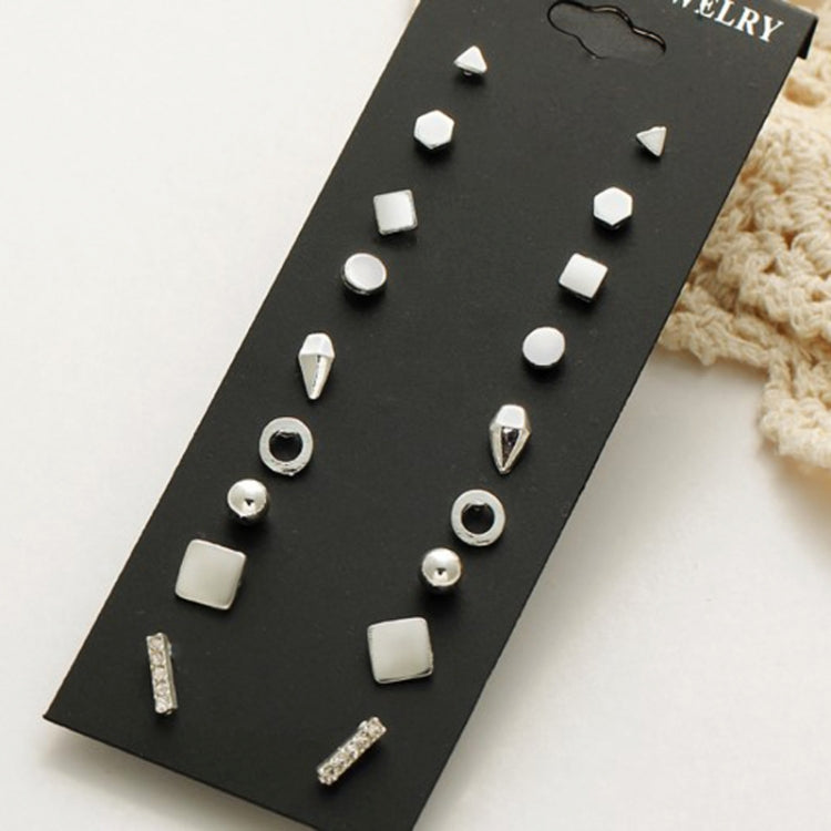9 Pair Sets Assorted Multiple Stud Earrings Jewelry Set With Card For Women And Girls, Gold, Silver