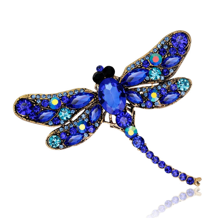 Vintage Classical Dragonfly Pattern Rhinestone Brooch, Blue