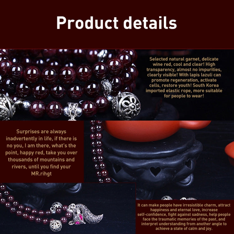 Fashion Jewelry Accessory Garnet Beads Bracelet, Aquamarine & Longevity Lock, White Jade, Pink Crystal & Cat, Pink Crystal & Elephant & Fish, Red Agate & Elephant, Red Agate & Pi Xiu, Violitde, Garnet, Blue Sandstone & Calabash, Red Agate & Buddha Head