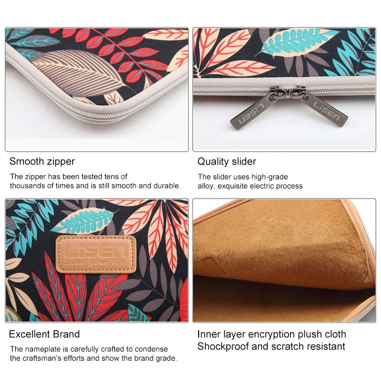 Lisen 13 inch Sleeve Case Colorful Leaves Zipper Briefcase Carrying Bag for Macbook, Samsung, Lenovo, Sony, DELL Alienware, CHUWI, ASUS, HP, 13 inch and Below Laptops, 13 inch
