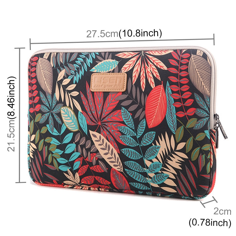 Lisen 9.8 inch Sleeve Case Colorful Leaves Zipper Briefcase Carrying Bag, 9.8 inch