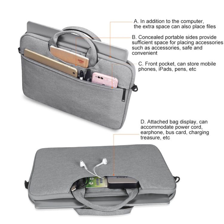 ST01S Waterproof Oxford Cloth Hidden Portable Strap One-shoulder Handbag for 14.1 inch Laptops, ST01S 14.1 inch Light Grey, ST01S 14.1 inch Dark Gray, ST01S 14.1 inch Navy Blue, ST01S 14.1 inch Black, ST01S 14.1 inch Pink