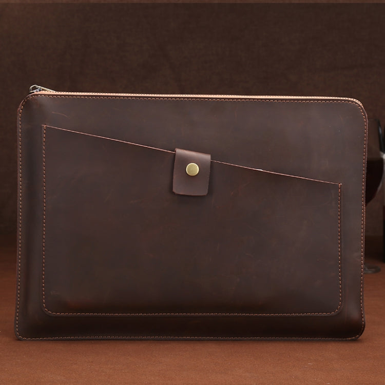 Universal Genuine Leather Business Zipper Laptop Tablet Bag For 12 inch and Below, 12 inch