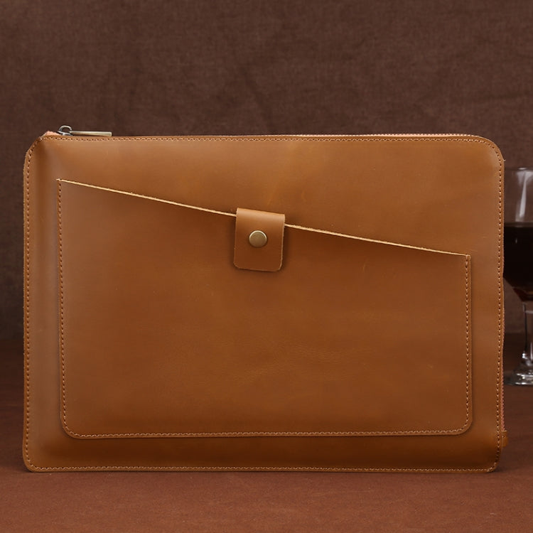 Universal Genuine Leather Business Zipper Laptop Tablet Bag For 12 inch and Below, 12 inch