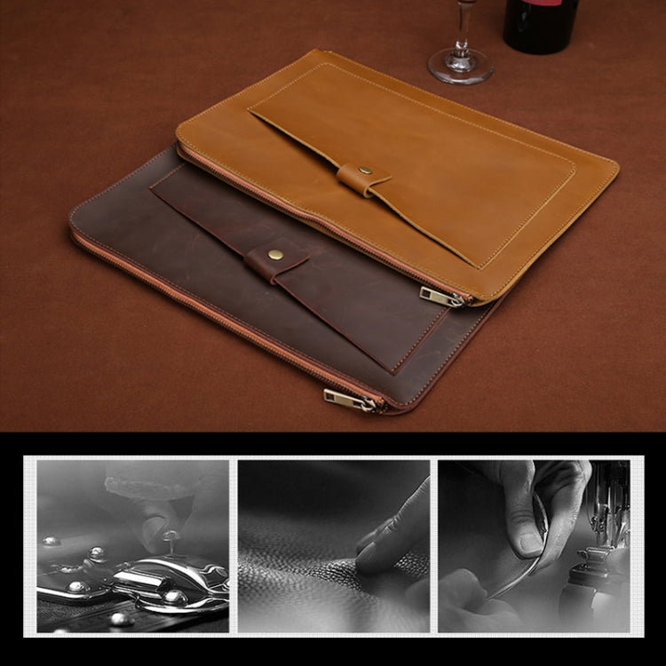 Universal Genuine Leather Business Laptop Tablet Zipper Bag For 13.3 inch and Below, 13.3 inch