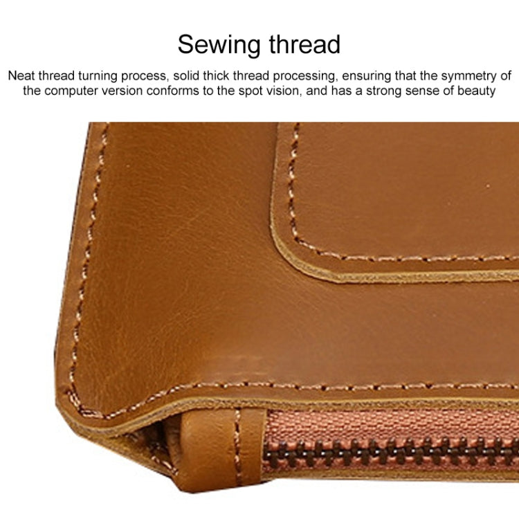 Universal Genuine Leather Business Zipper Laptop Tablet Bag For 15.4 inch and Below, 15.4 inch