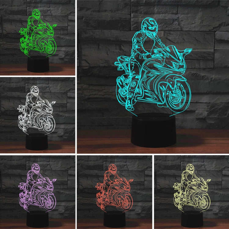 Motorcycle Shape 3D Colorful LED Vision Light Table Lamp, Charging Touch Version, Charging Touch Version