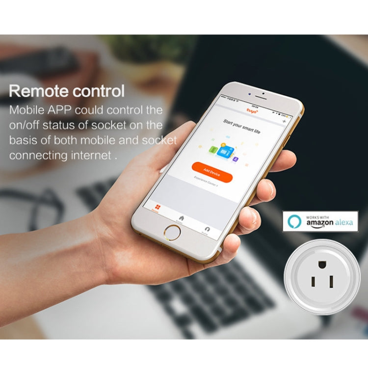 10A Round Shape WiFi Mini Plug APP Remote Control Timing Smart Socket Works with Alexa & Google Home, AC 100-240V, US Plug, 10A US Plug(Round Shape)