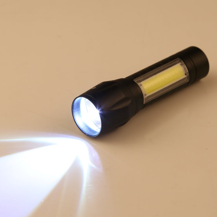 A2 USB Charging Waterproof Zoomable XPE + COB Flashlight with 3-Modes & Storage Box, A2