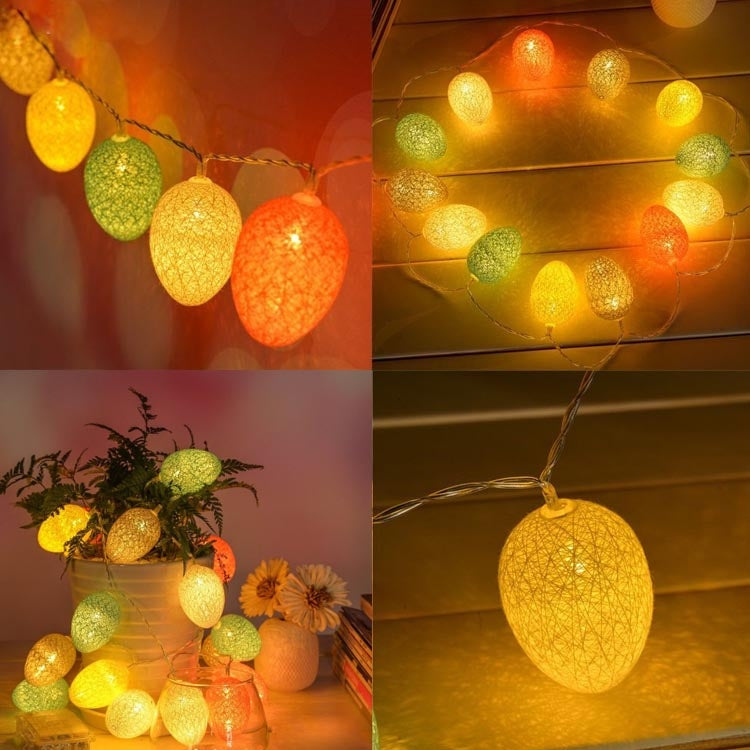 Battery Powered 1.8m 10 LEDs Cotton Thread Colour Egg Lamp String Easter Holiday Party Household Decorative Light, 1.8m(Battery Powered)