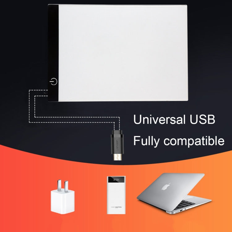 Ultra-thin A4 Size Portable USB LED Artcraft Tracing Light Box Copy Board Brightness Control for Artists Drawing Sketching Animation and X-ray Viewing, Brightness Control No Charger