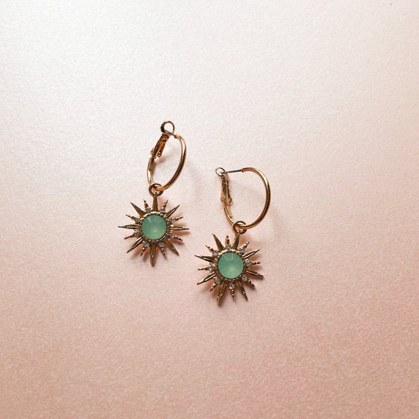 Solina Aqua Gem Hoop Earrings
