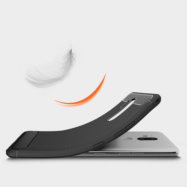 For LG G7 ThinQ Brushed Texture Carbon Fiber Shockproof TPU Protective Back Case, For LG G7 ThinQ