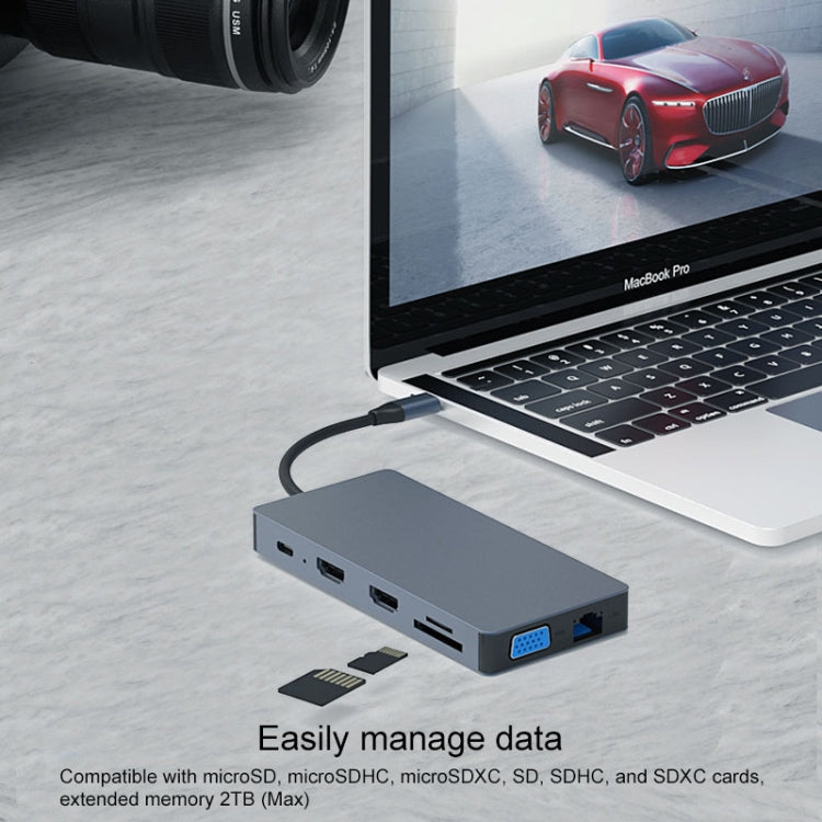 Blueendless 12 In 1 Multi-function Type-C / USB-C HUB Expansion Dock, 12 In 1
