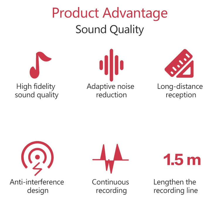 YICHUANG YC-LM10II 8 Pin Port Intelligent Noise Reduction Condenser Lavalier Microphone, Cable Length: 1.5m, YC-LM10II
