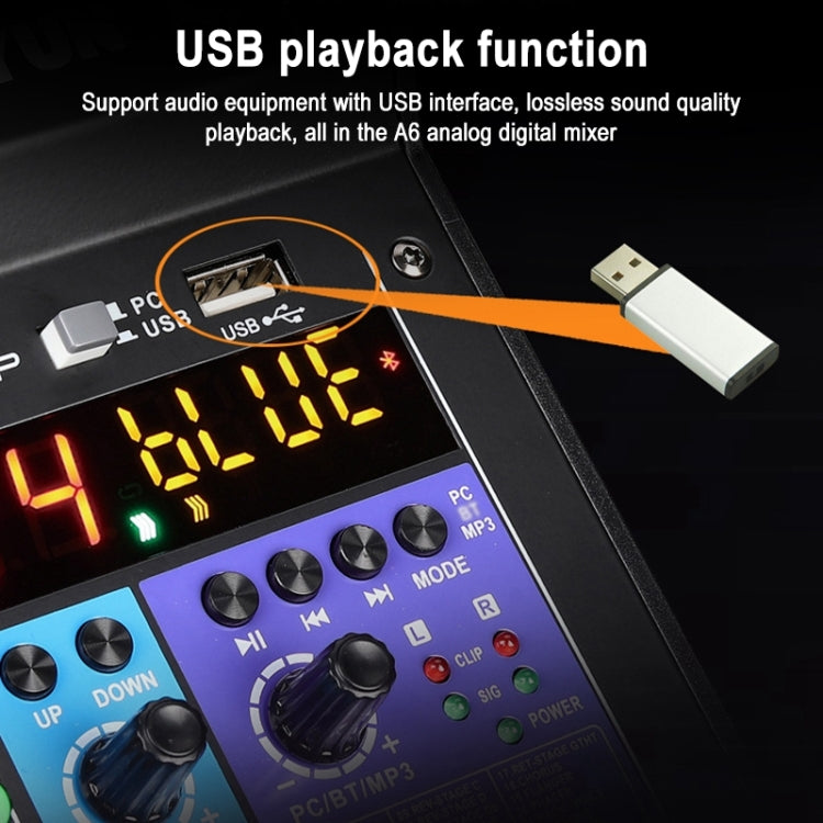 TEYUN NA6 6-channel Small Mixing Console Mobile Phone Sound Card Live Broadcast Computer Recording Console Processor, EU Plug, NA6 EU Plug