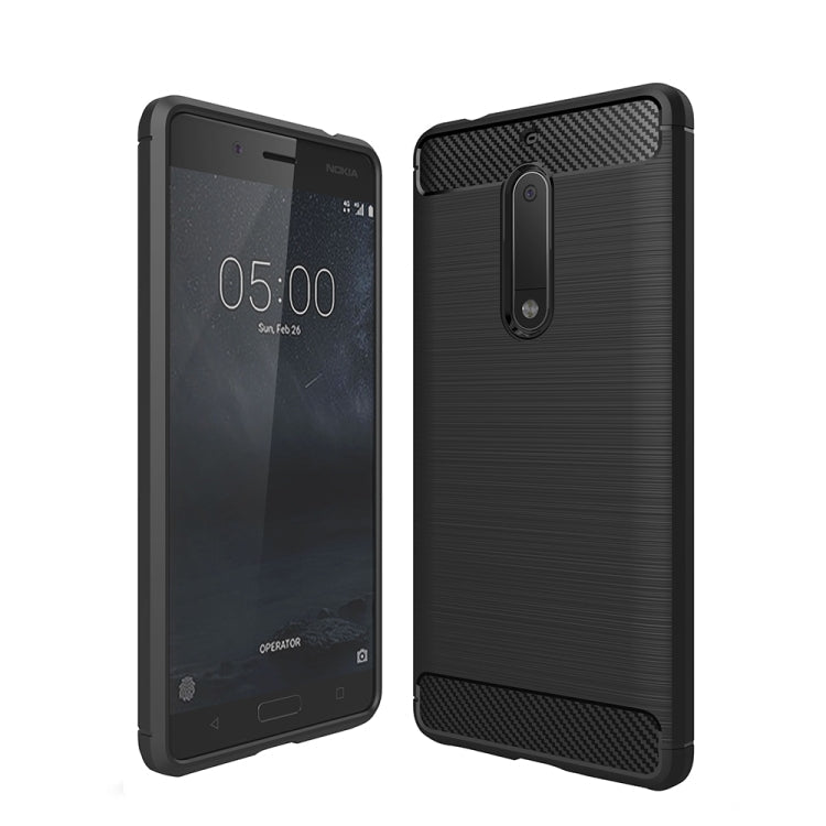 For Nokia 5 Brushed Carbon Fiber Texture Shockproof TPU Protective Cover Case, Nokia 5