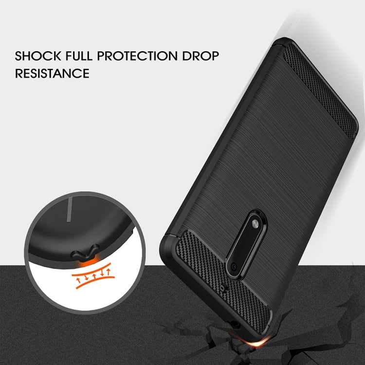 For Nokia 5 Brushed Carbon Fiber Texture Shockproof TPU Protective Cover Case, Nokia 5