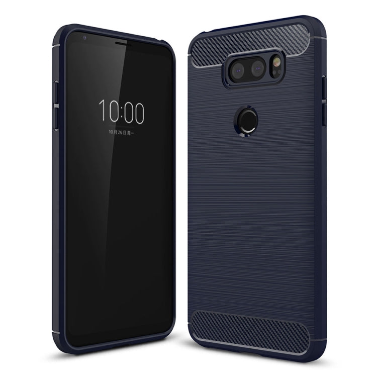 For LG V30 Brushed Texture Carbon Fiber Shockproof TPU Rugged Armor Protective Case, For LG V30