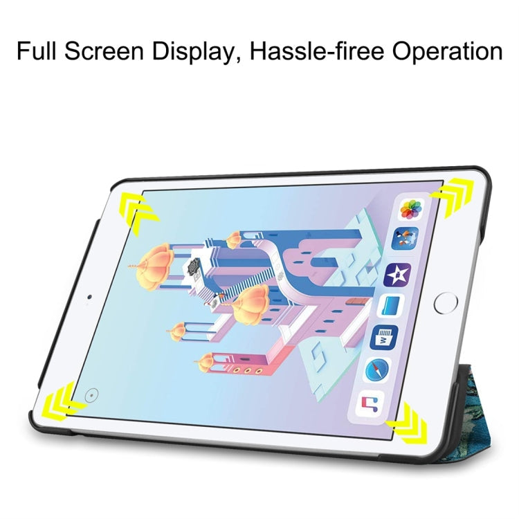 Graffiti Pattern Custer Texture Horizontal Flip PU Leather Case for iPad Mini 2019 / Mini 4 , with Three-folding Holder & Sleep / Wake-up Function, For iPad Mini 2019 / Mini 4