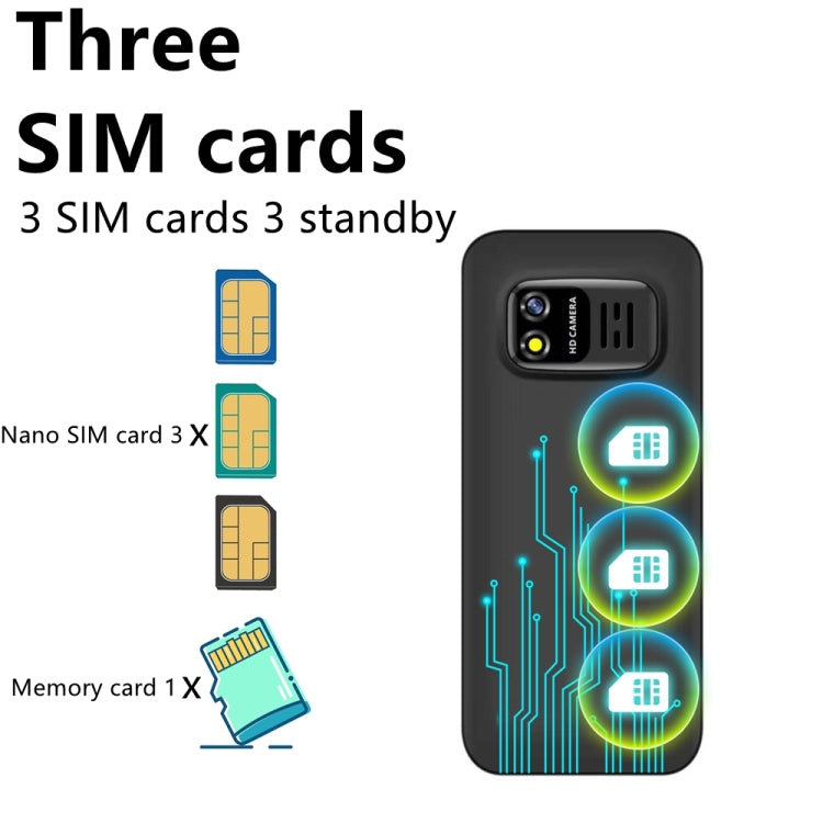 1.33 inch, MTK6261D, 21 Keys, Support Bluetooth, FM, Magic Sound, Auto Call Record, GSM, Triple SIM, Russian Key