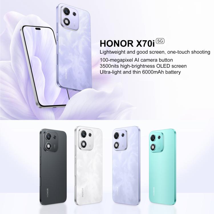 Honor X70i, 12GB+256GB, In-screen Fingerprint, 6.7 inch MagicOS 9.0 Android 15.0 Dimensity 7025 Ultra Octa Core, Network: 5G, OTG, NFC, 12GB+256GB